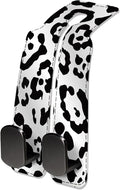 Car Seat Headrest Hook, Universal Leather Cute Hanger Holder Hook, Storage Organizer Interior Accessories for Purse Bags Handbag White Black Leopard