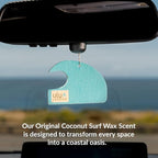 Hanging Car Air Freshener | Tropical Beach Coconut Surf Wax Scent Mini Wave | Long Lasting Car Freshener, Closet and Beyond | Made In USA | 3 Pack (Blue)