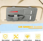 Car Sun Visor Organizer, Multifunctional Visor Storage Pouch with Sunglasses Holder & Card Sleeve Pocket, Auto Interior Organizer Pocket Bag for Pens Cards Documents, Universal Fit (Gray)