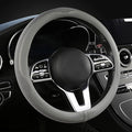 Car Steering Wheel Cover, Universal 15 inch, The Latest Microfiber Leather Breathable Technology Fabric, Non-Slip, Comfortable, Warm in Winter and Cool in Summer, Grey