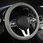 Car Steering Wheel Cover, Universal 15 inch, The Latest Microfiber Leather Breathable Technology Fabric, Non-Slip, Comfortable, Warm in Winter and Cool in Summer, Grey