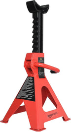 Steel Jack Auto Stands, 3 Ton (2.7 metric Ton) Capacity, Easy to Use, Adjustable Height, 6,000 lb, 1 Pair, Black and Red(For Sedans and Urban SUVs)