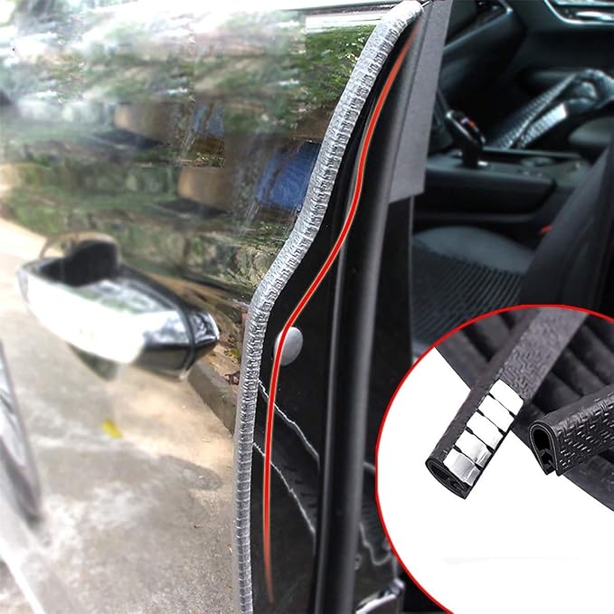 16.4 Ft(5M) Car Door Edge Guards U Shape Edge Trim Rubber Seal Protector Car Door Protector Car Protection Door Edge Anti-Collision Rubber Clips Fit for Most Car