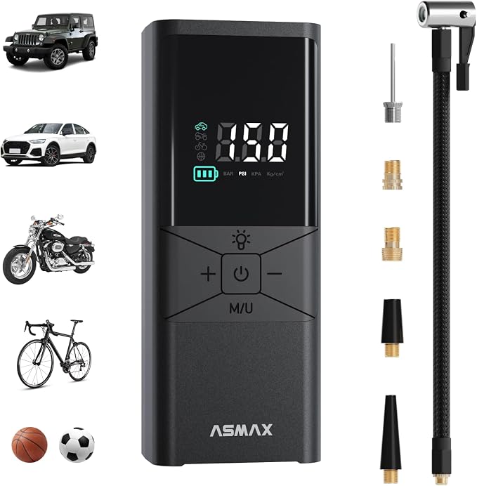 T40 Tire Inflator Portable Air Compressor, 150PSI Cordless Air Pump for Car Tires with Floating Digital Display, Smart Auto Shut-Off, Fast Inflation for Motorcycles, Bicycles, Sports Balls