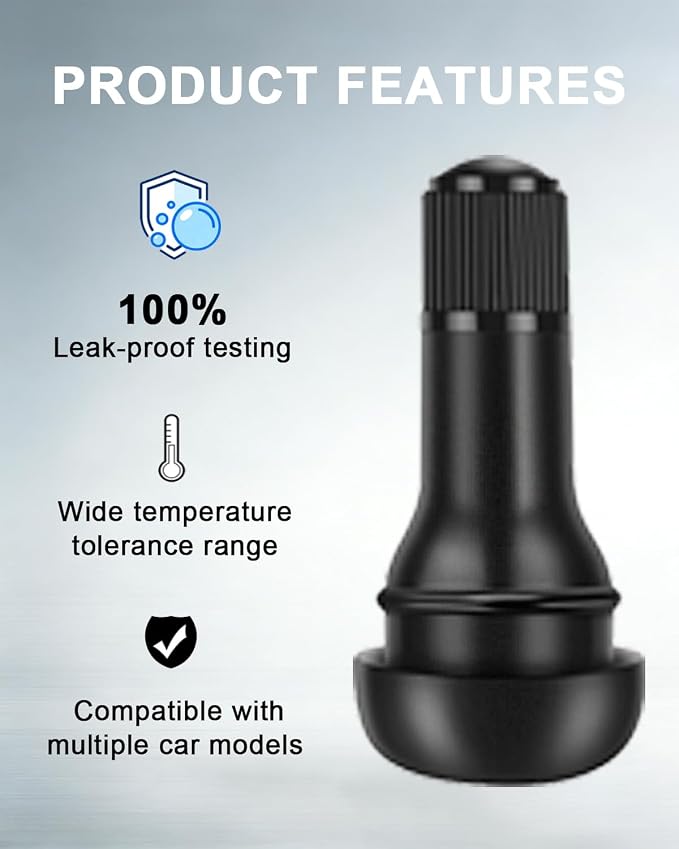 5 Pcs TR415 Rubber Snap-in Tire Valve Stems for 0.625" Rim Hole, Fits Select Cars, Trucks, Trailers, ATV Tires