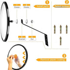 8 Inch Convex Mirror Outdoor with Adjustable Wall Fixing Bracket,Blindspot Traffic Mirror for Driveway Garage Park Outdoor Wide Angle View Curved Security Blind Spot Mirrors（2 Pcs）