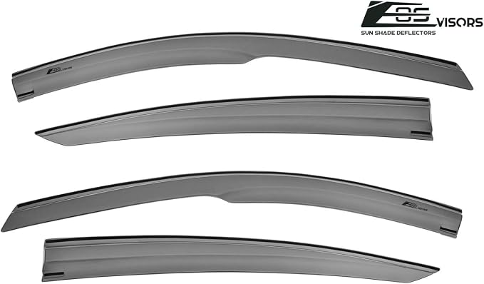 Replacement for 2009-2014 Acura TL | EOS Visors JDM Mugen Tape-On Style Smoke Tinted Side Vents Window Rain Guard Deflectors