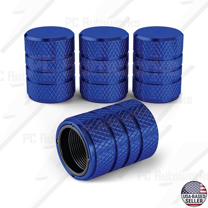 Aluminum Tire Valve Stem Caps – Anti-Rust, Premium Anodized Aluminum, Corrosion-Resistant, Easy Install, Universal Fit for Car, Truck, Bike, SUV – 1 Pack/Set of 4 (Cobalt Blue)