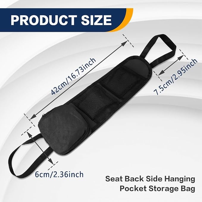 2PS Car Seat Side Organizer, Auto Seat Storage Hanging Bag, Multifunctional Vehicle Mesh Pocket Hold, Car Accessories Car Organizer Can Hold Phone, Wallet, Glasses for Most Cars
