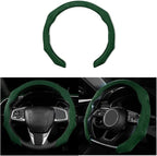 Mandark Car Steering Wheel Cover, Suede Sport Vehicle Steer Wheel Protector Fitting 15 Inch, Non-Slip Comfortable Automotive Interior Decoration Accessories, Universal for Most Cars (Black Green)