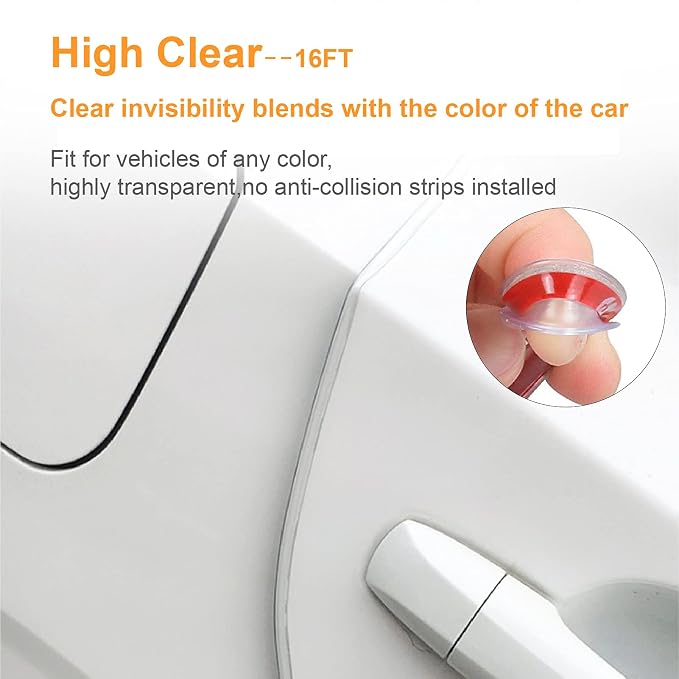 Car Door Edge Guards, 16FT Clear Universal Multifunction Car Door Trim Edge Body Strip Mold Scratch Guard Protector Fit for Most Car