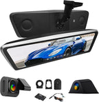 Real OEM Rear View Mirror Camera with Detached Front Lens, Mirror Dash Cam 10" Full Touch Screen for Car, 2K Zoom, IMX 307 HDR, STARVIS Night Vision, Built-in GPS, ASX II V2.0