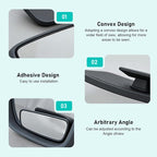 2 PCS Car Blind Spot Mirrors, Anti-glare Adjustable High-definition Mirrors, Rectangular Wide Angle Rear View Auxiliary Glass, Self-adhesive Accessory for Most Vehicles (Black)