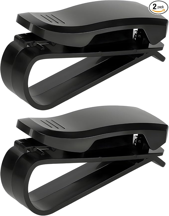 2 PCS Sunglass Holder for Car Sun Visor, Eyeglasses Hanger Mount Visor Organizer with Ticket Card Clip, Universal Glasses Hanger Clip Auto Interior Accessories for Car SUV Truck