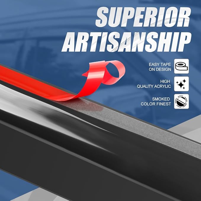 Rain Guards Tape-On Compatible with 2017-2020 Elantra 4pcs Window Visors Deflectors