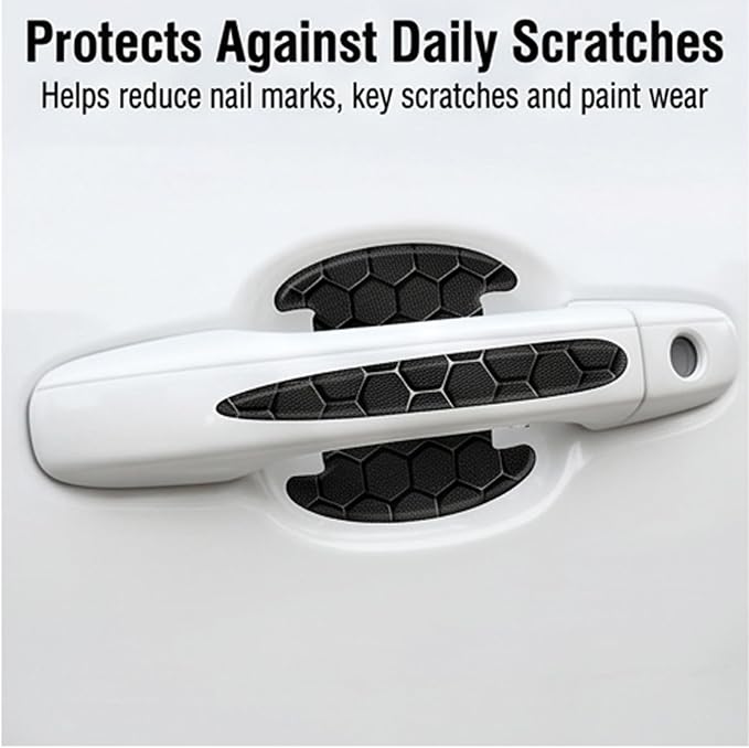 3D Texture Car Door Handle Protector ，Anti-Scratch Waterproof Paint Protection Film, Car Door Bowl Guard Sticker，Universal Vehicle Exterior Decoration Accessories (Black)