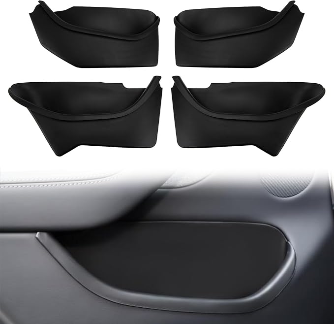 Door Pocket Liners Front & Rear Door for 2025 2026 Tesla Model Y Juniper | car door side organizer tray mat all-inclusive, waterproof TPE material, 4pcs