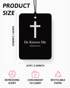 Black Christian Car Air Freshener 4 Pcs Coconut Scented, God Cross Crown Religious Faith Car Accessories Mirror Decor for Women, Christian Hanging Air Freshener for Cars Closet Drawer Books