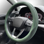 Car Steering Wheel Cover, Universal 15 inch, the Latest Microfiber Leather Breathable Technology Fabric, Non-Slip, Comfortable, Warm in Winter and Cool in Summer, Green