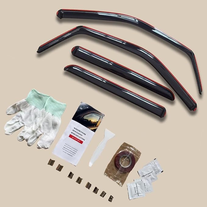 in-Channel Window Visors Rain Guards Compatible with Ford F150 Super Crew 15-23, F-150 Raptor/F250/F350/F-450/F550 Super Duty Crew 17-23 Wind Deflectors Vent Visor Sun Shades Window Shields
