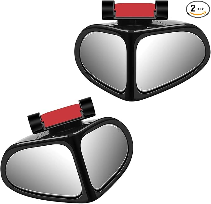 2 PCS Car Blind Spot Mirror, 360 Degree Adjustable Wide Angle Mirror, Double-sided Large Field HD Glass Auxiliary for Free Reversing, Self-adhesive Waterproof Specular Accessories (Black)