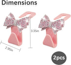 Zpana Bling Car Headreat Hook, 2PCS Crystal Rhinestone Cute Bow Vehicle Seat Back Hanger Storage for Purses Bags Grocery, Diamond Auto Rear Seat Organizer, Universal for SUV Truck Sedan (Pink)