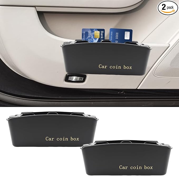 Car Door Organizer, Multifunctional Large Capacity Hanging Car Coin Holder, Universal Mini Auto Interior Storage Box Accessories for Keys, Phones, Sunglasses, Cards (2PCS)