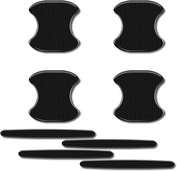 4Pcs Reflective Car Door Handle Bowl Sticker, Car Door Handle Protective Sticker Anti-Scratch (Black, 8Pcs)
