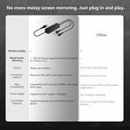 Car Screen Mirroring Adapter with Wireless CarPlay - Supports Watching Any App (YouTube, Net-flix, TikTok, etc.), Siri Control & Phone Charging, Compatible with Factory-CarPlay Equipped Vehicles.