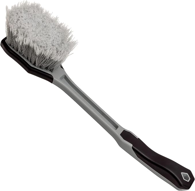 VIKING Car Wash Brush, Wheel and Fender Brush, Long Handle Tire Cleaner for Car Detailing, 16.5 Inch, Grey/Black (Pack of 6)