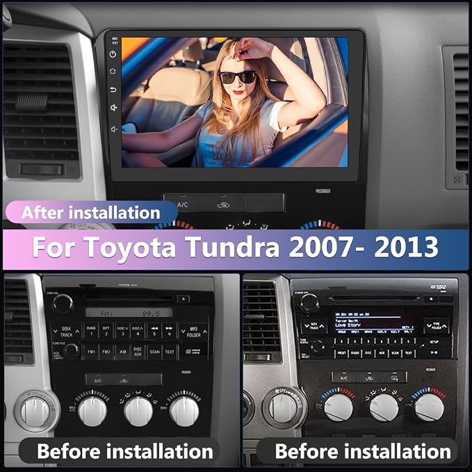 Car Stereo for Toyota Tundra 2007-2013 & Sequoia 2008-2018, Android 13 2GB+64GB 10.1 Inch Touch Screen with CarPlay & Android Auto, Bluetooth, WiFi, FM/AM Radio, Backup Camera