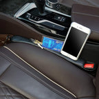 2 Prices Car Seat Gap Filler Pad PU Leather Console Side Pocket Organizer and one Cup for Cellphone Wallet Coin Key (Black)