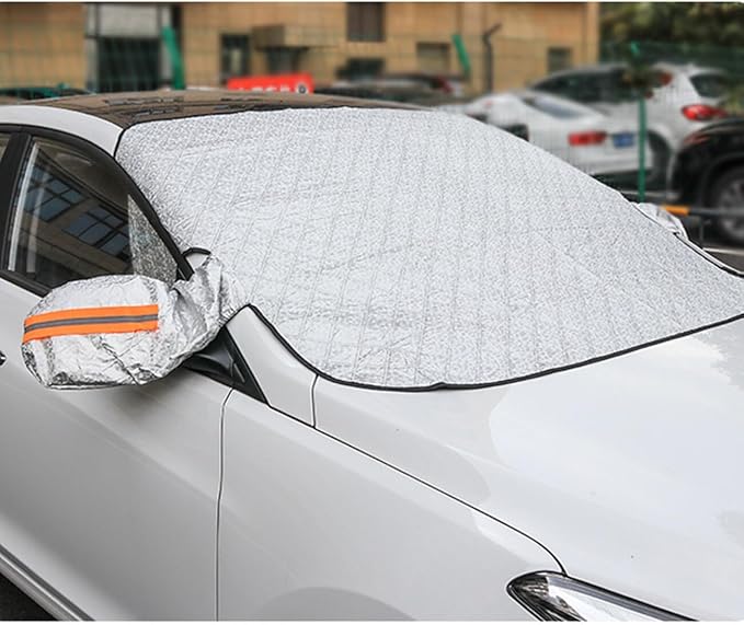 Car Windshield Snow Ice Cover with Side Mirror and Elastic Hook, 5 Magnetic Automotive Windshield Snow Frost Cover, Foldable Car Windshield Sun Shade for Most Cars, SUV/Truck/MPV(61"x46"Inch)