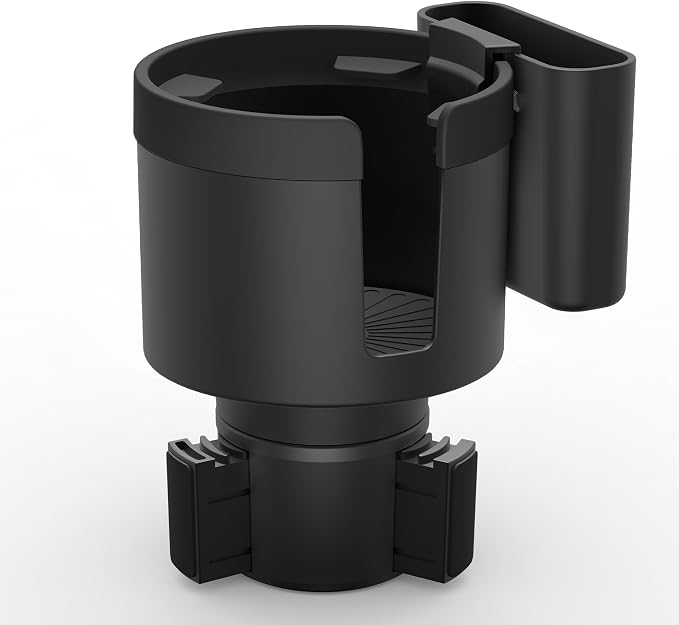Cup Holder Expander with Phone Holder & Cable Access, 3-in-1 Car Organizer, Side Storage Box for Phone/Cards, Compatible with Yeti, Owala, Hydro Flasks & Large Bottles Mugs in 3.4"-3.8"