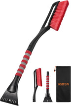 27" Snow Brush and Ice Scrapers for Car Windshield, Detachable Snow Scrapers with Ergonomic Foam Grip for Cars, Trucks, SUVs (Heavy Duty ABS, PVC Brush, Red)