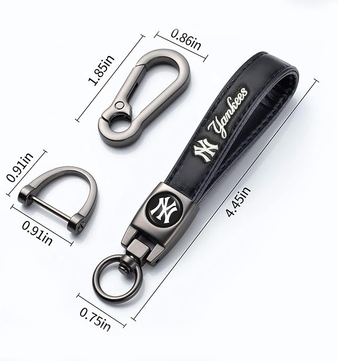 for New York Yankees Baseball Fans Car Keychain with Tire Valve Caps, Car Keyring and Valve Stem Caps Compatible with Key Fob Holder, Delicate Gifts for Men Women, NY Yankees