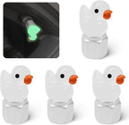 4 Pack Cute Duck tire Valve caps, Glow in The Dark Tire Valve Caps, Interesting and Practical Tire Decoration, Can be Used for Cars, Motorcycles, Trucks, and Bicycles.(White)
