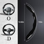 Carbon Fiber Steering Wheel Covers 3 Piece Clip on Steering Wheel Cover (Black)