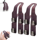 Car Seat Back Storage Hook, 2026 New Car Seat Headrest Hook for Purses and Bags, Leather Car Seat Back Storage Hooks, Car Seat Hangers Organization Accessories (Brown 4pcs)