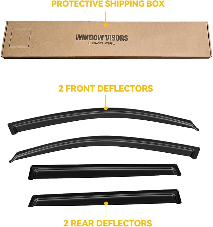 Window Visors for Toyota Rav4 2006-2012, Rain Guards Shields Vent Deflector Shade Dark Smoke 2007 2008 2009 2010 2011, Tape-On, 4PCS
