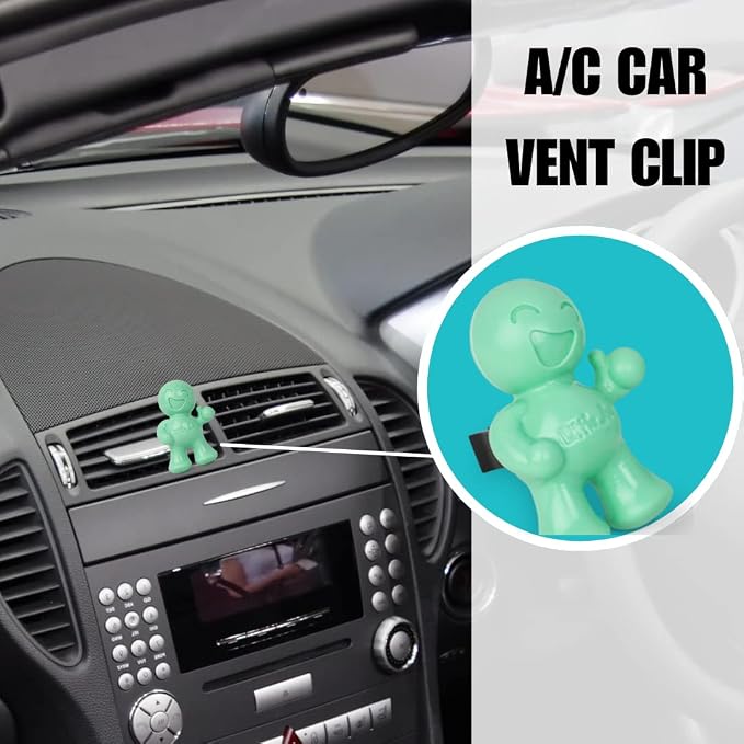 Little Joe 96406-6PK Fresh Mint Scent Car Air Freshener Vent Clip, Fights Odors for up to 45 Days, Long-Lasting Freshness, Cute Car Odor Eliminator, Pack of 6