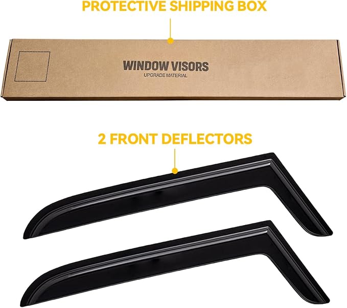 Window Visor for 1997-2006 Jeep Wrangler (TJ) 2-Door, Out-Channel Rain Guards Shields Vent Deflector Shade Wind Dark Smoke, Tape-On Outside-Mount, 2PCS