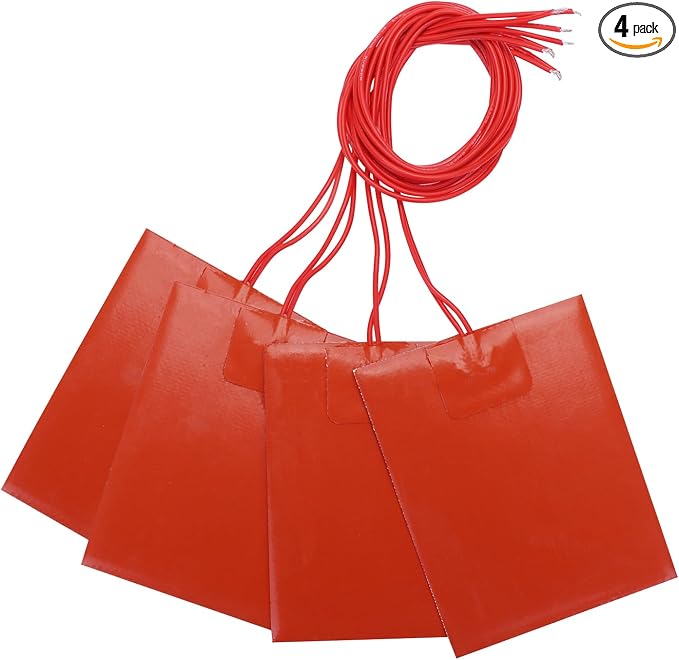 4PCS 12V 30W Silicone Heating Pad Rubber Flexible Heater Mat 80mm X 100mm