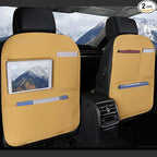 Kick Mat Back Seat Protector， Waterproof Leather Car Seat Back Organizers Cover with 3 Storage Pockets for Kids Pets SUV Sedan Minivan Truck Car Travel Accessories (Cayenne Yellow 2-pack)