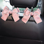 Mandark 2PCS Car Seat Headrest Hooks, Cute Bow Vehicle Hooks for Purses and Bags, Auto Purse Hook Hanger Interior Decoration Accessories, Universal for SUV, Sedan, Truck (Pink Line)