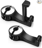 2PCS Car Headrest Hidden Hook, 2 in 1 Car Seat Hook with Phone Holder, Auto Back Seat Hanging Hook for Handbag Clothes Grocery, Universal Vehicle Purse Hooks Holder Organizer (Silver)