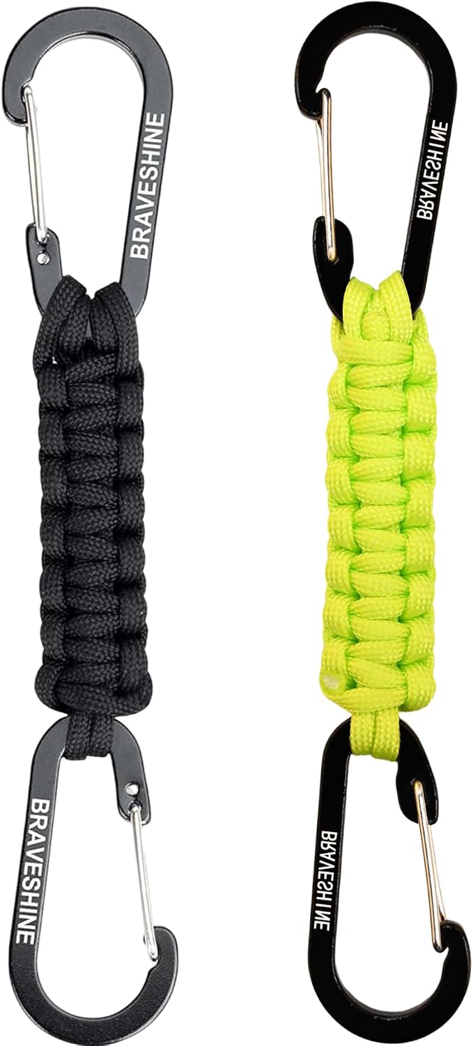 Paracord Keychain Carabiner Clip, D Ring Lanyard Hanger Stroller Hook for Water Bottle, Key, Backpacks, Men, Women