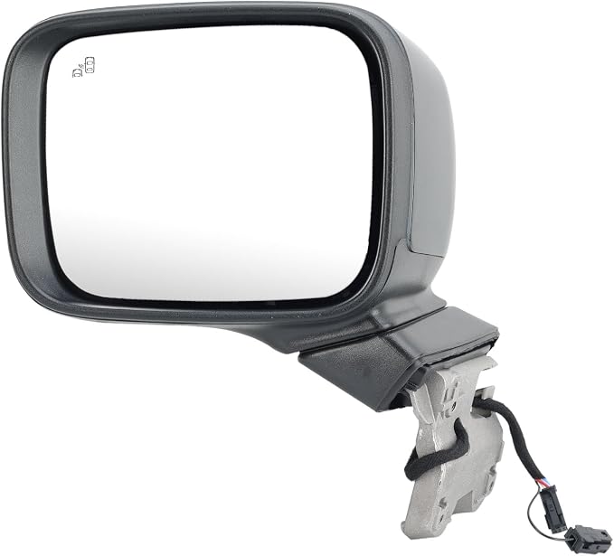 Driver Side Mirror Compatible with Jeep Renegade 2015-2023 Power Glass Heated with Turn Signal Indicator Blind Spot Detection Manual Folding Bright Black Left Door Mirrors (7＋1 Pins)