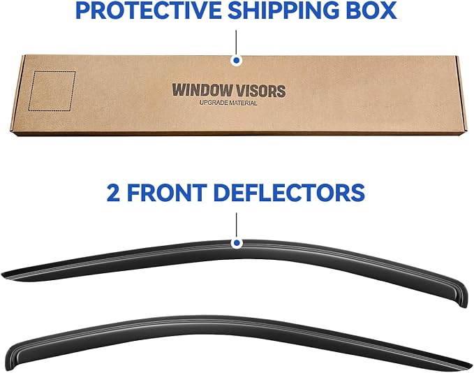 Window Visors Rain Guards for 2002-2008 Dodge Ram 1500 & 2003-2009 Ram 2500 3500 Regular/Standard/Single Cab, 2-Door Out-Channel Window Vent Wind Deflectors Visors Shades
