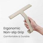 JustHang Shower Squeegee for Glass Doors, All-One-Piece Award-Winning Silicone Squeegee with Built-in Hook for Bathroom,Window, Mirror, Tile Wall,Car, Streak-Free Cleaner,10-Inch Light Taupe